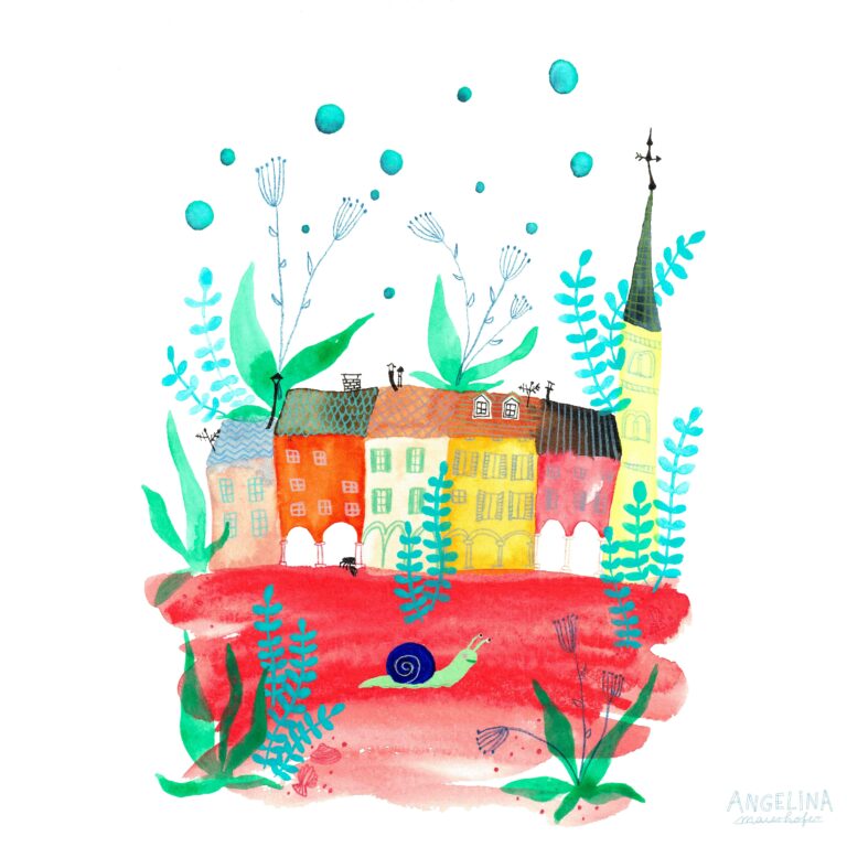 Cityillustration Unterwasser mit Schnecke