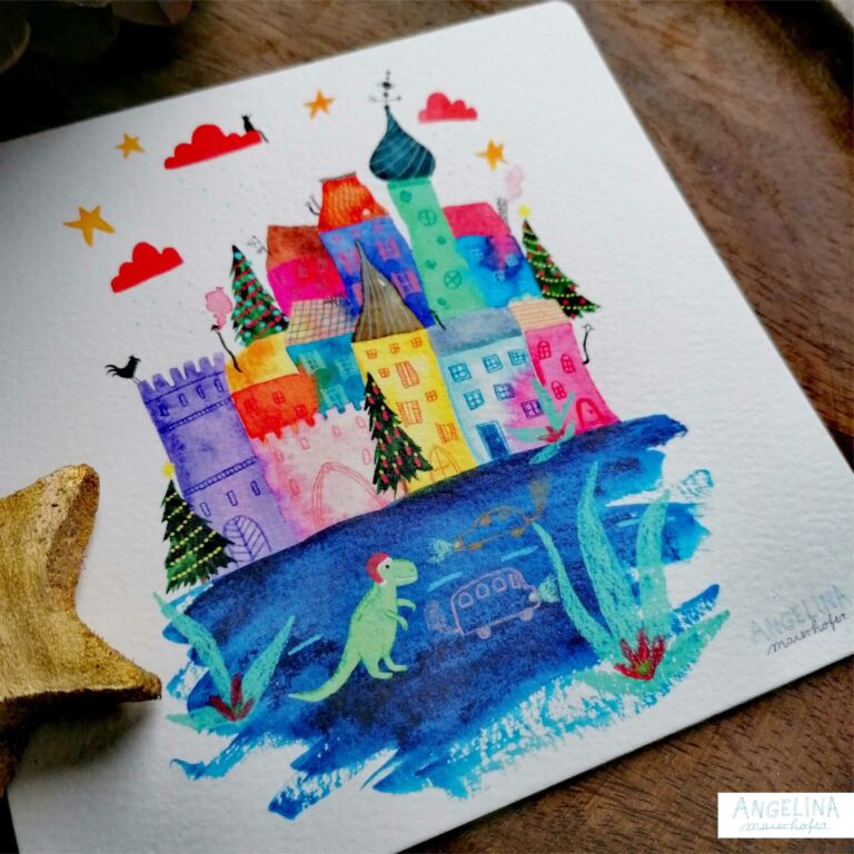 Cityillustration Weihnachten T-Rex