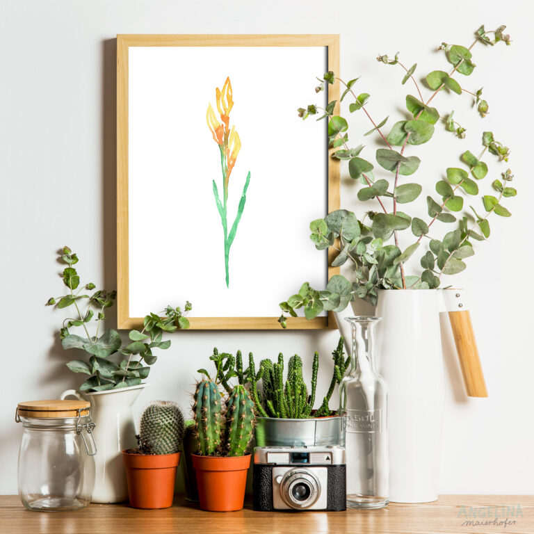 Mockup Iris Aquarell Gelb